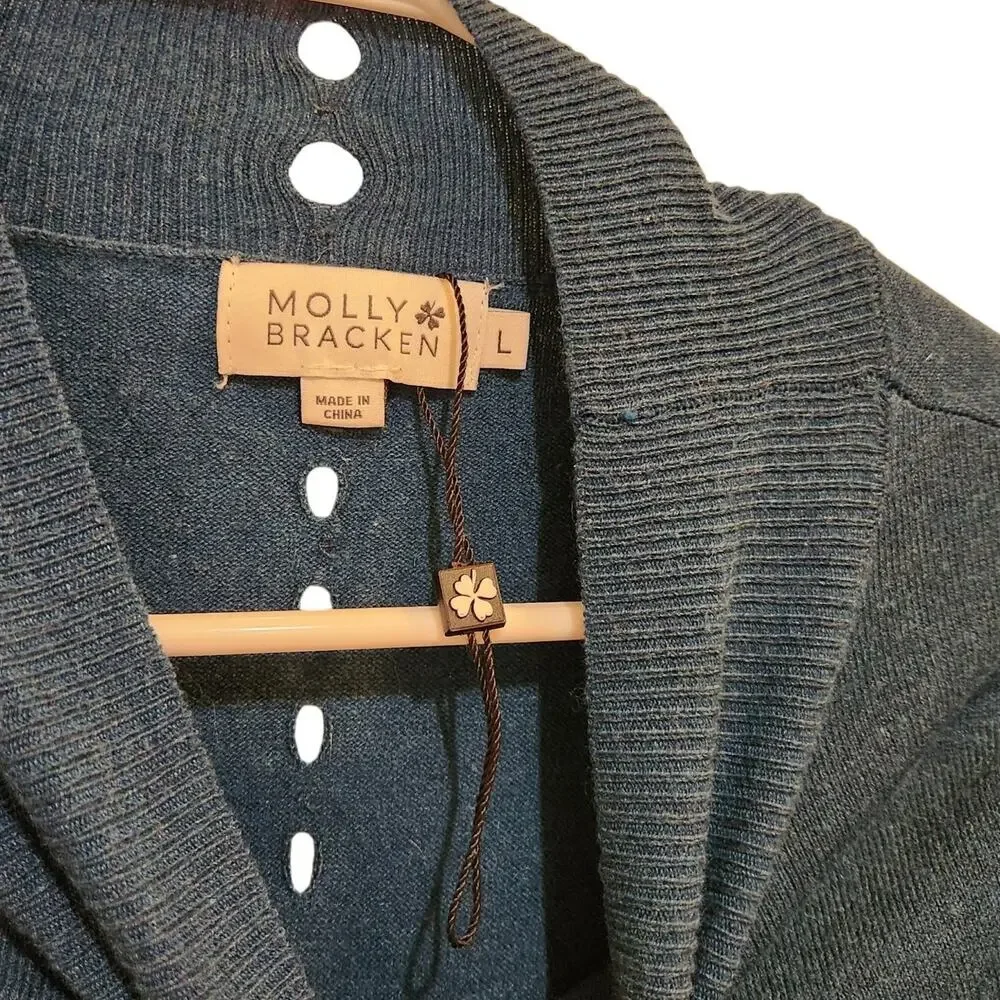 Molly Bracken Navy Blue Casual Long Sleeve Pullover Mock Neck Sweater Large